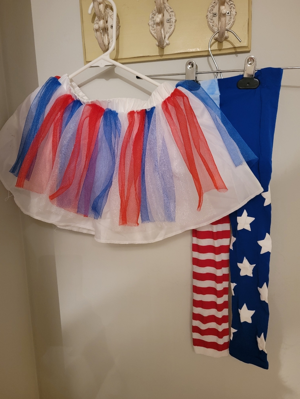 Patriotic Kids Tutu and Leggings Costume Set - Red White Blue
